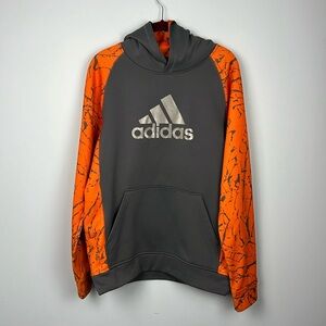 Adidas boys orange and grey XL/ 18 hooded sweatshirt